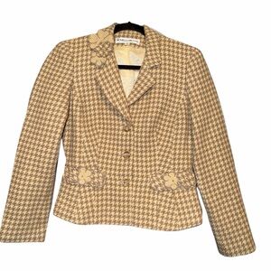 NOVIELLO-BLOOM Wool Blend Houndstooth Blazer